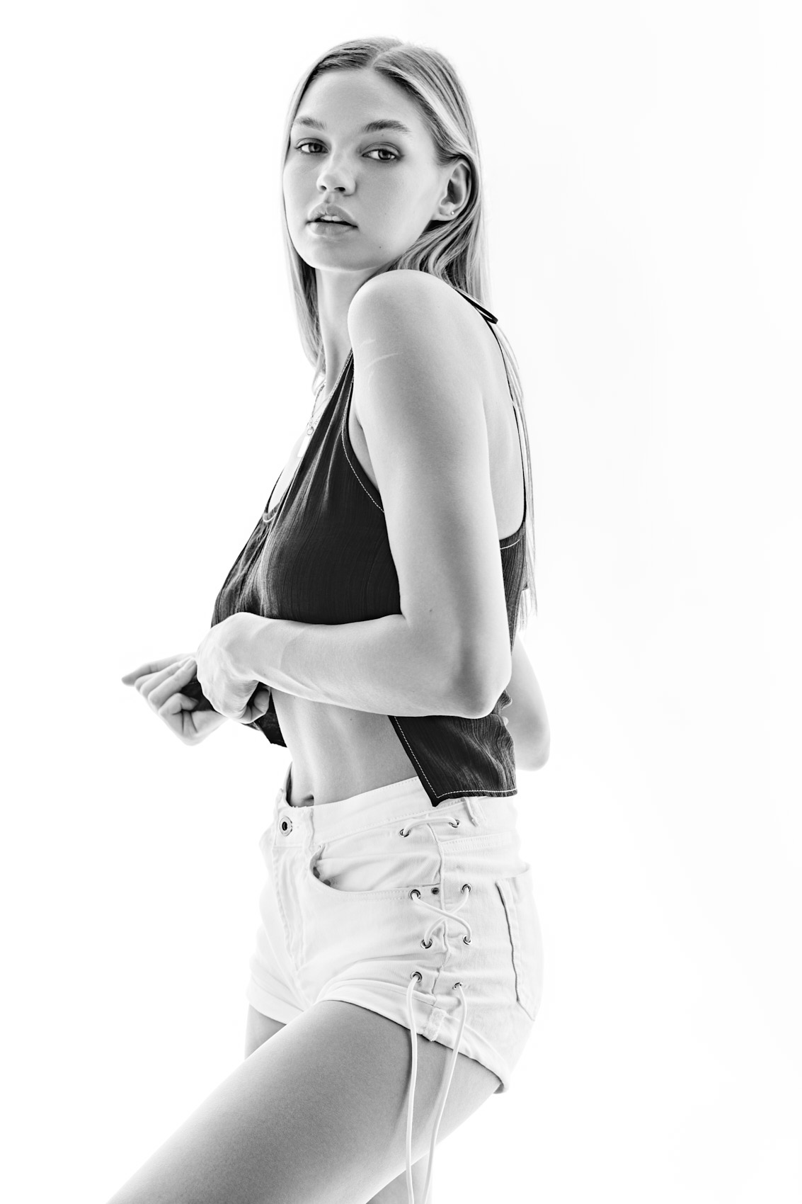 Model Daria Miko in Black and White by Los Angeles Photographer Chris Violette